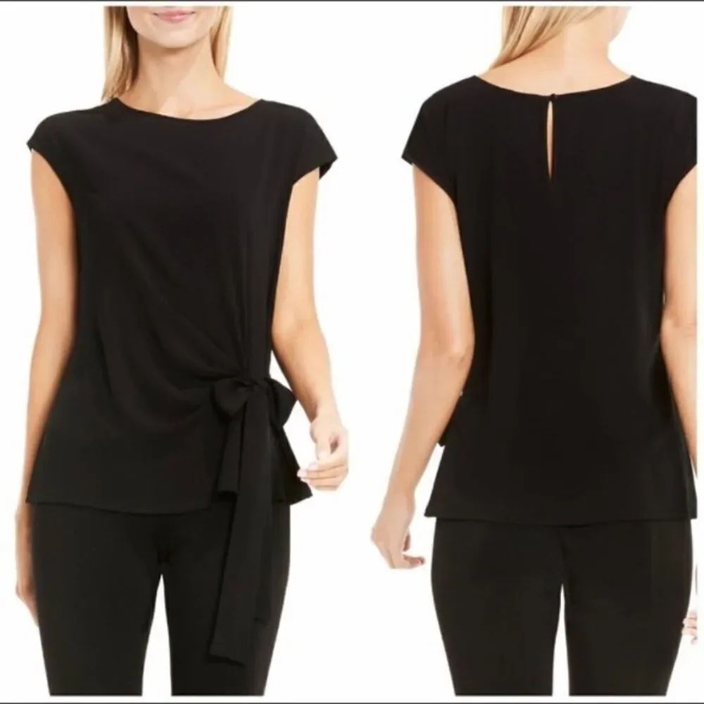 Vince Camuto Mixed Media Side Tie Top Size XS